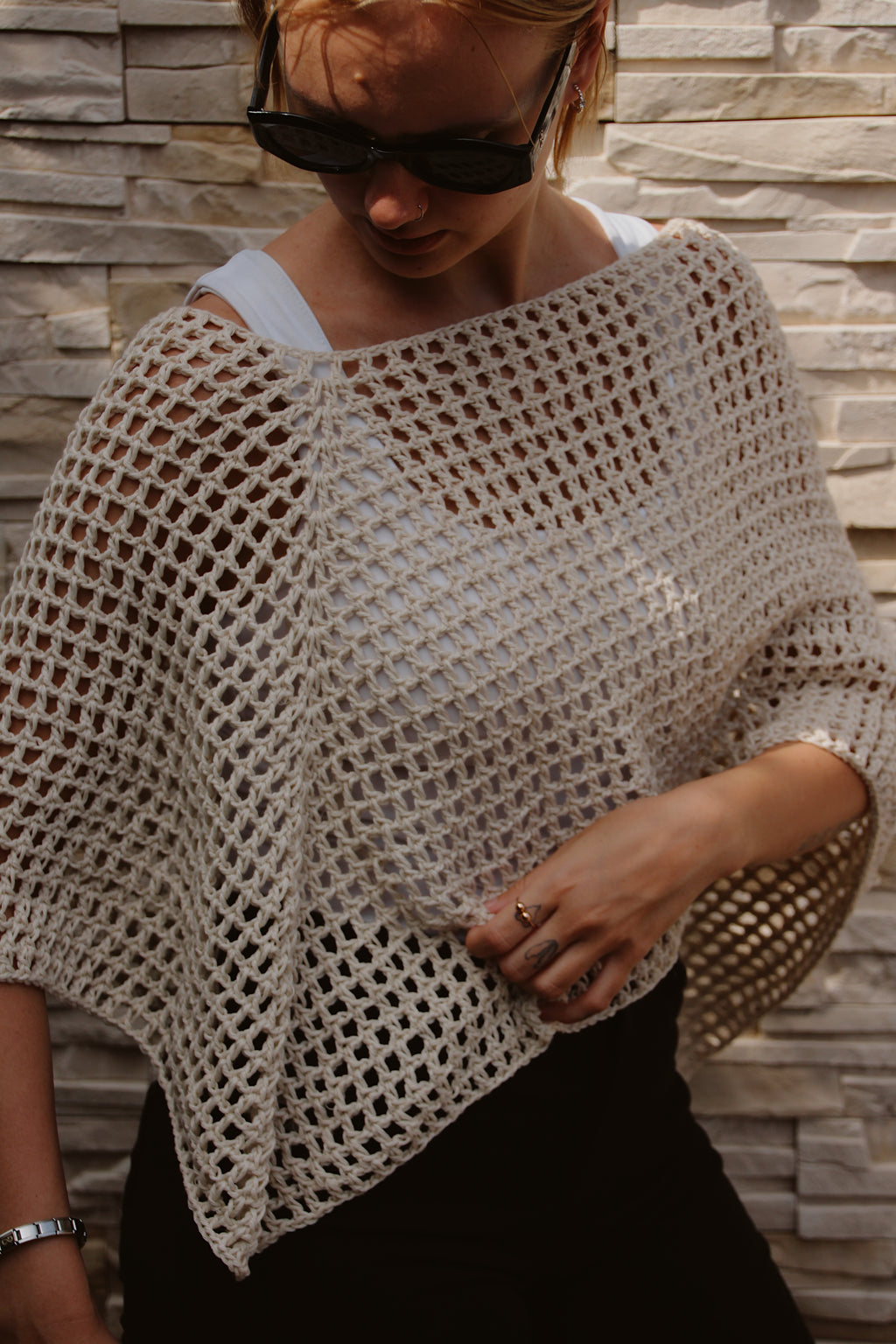 Recycled Cotton Poncho - M