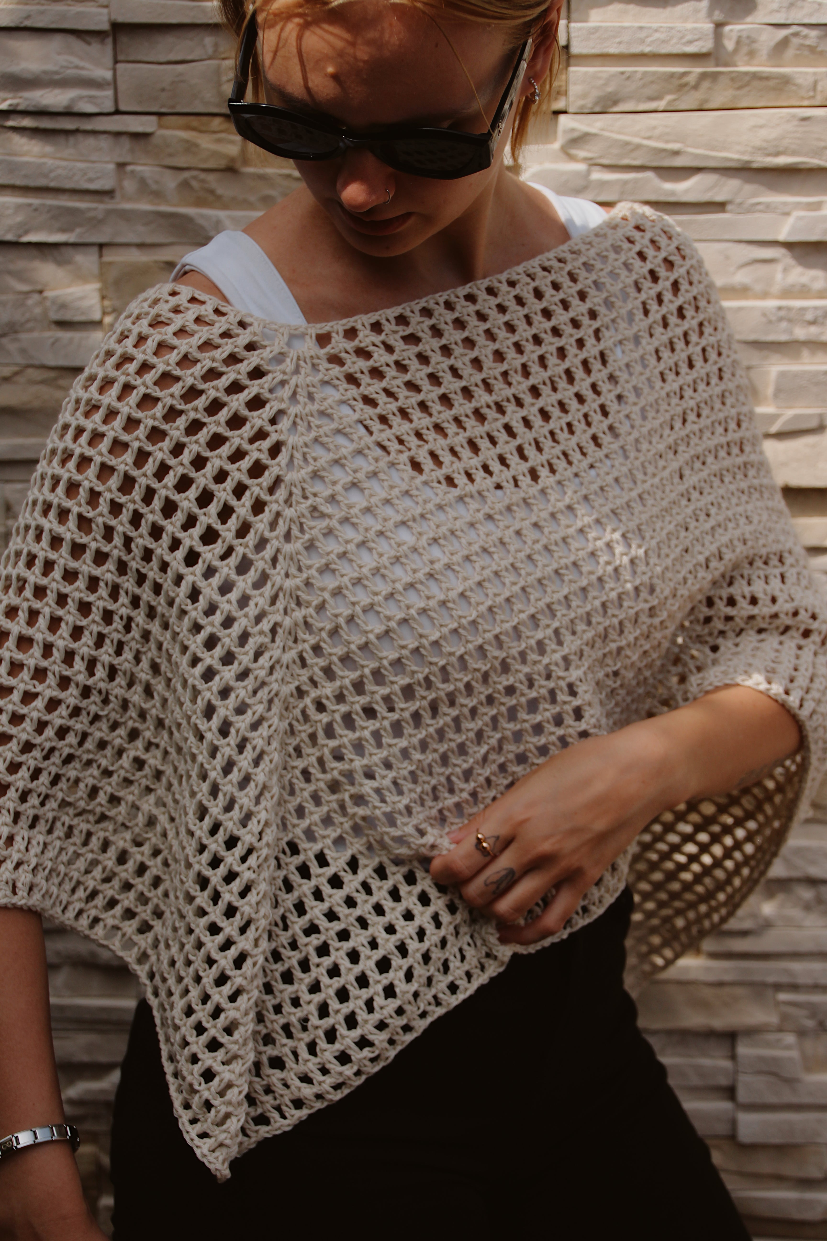 Recycled Cotton Poncho - M