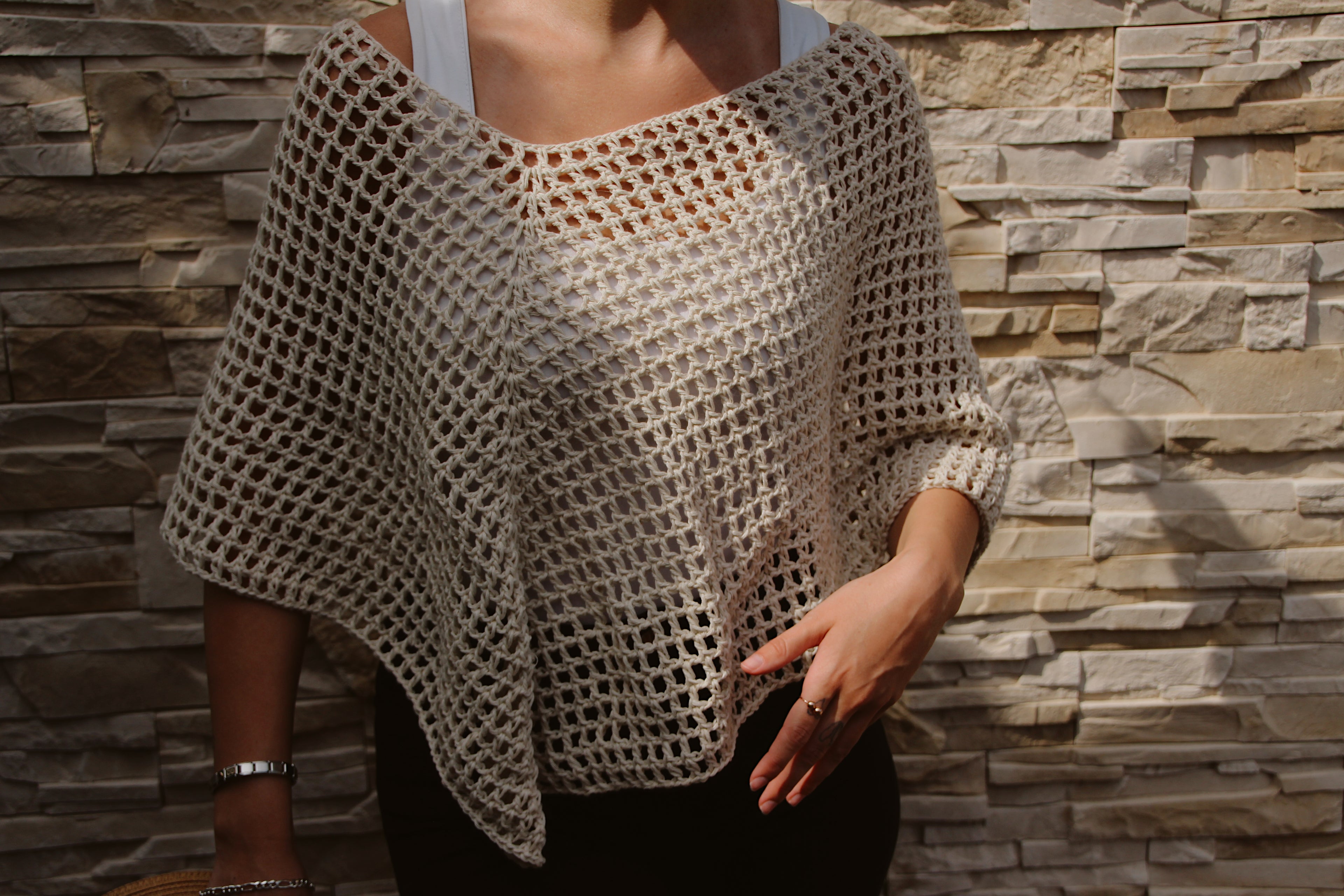 Recycled Cotton Poncho - M