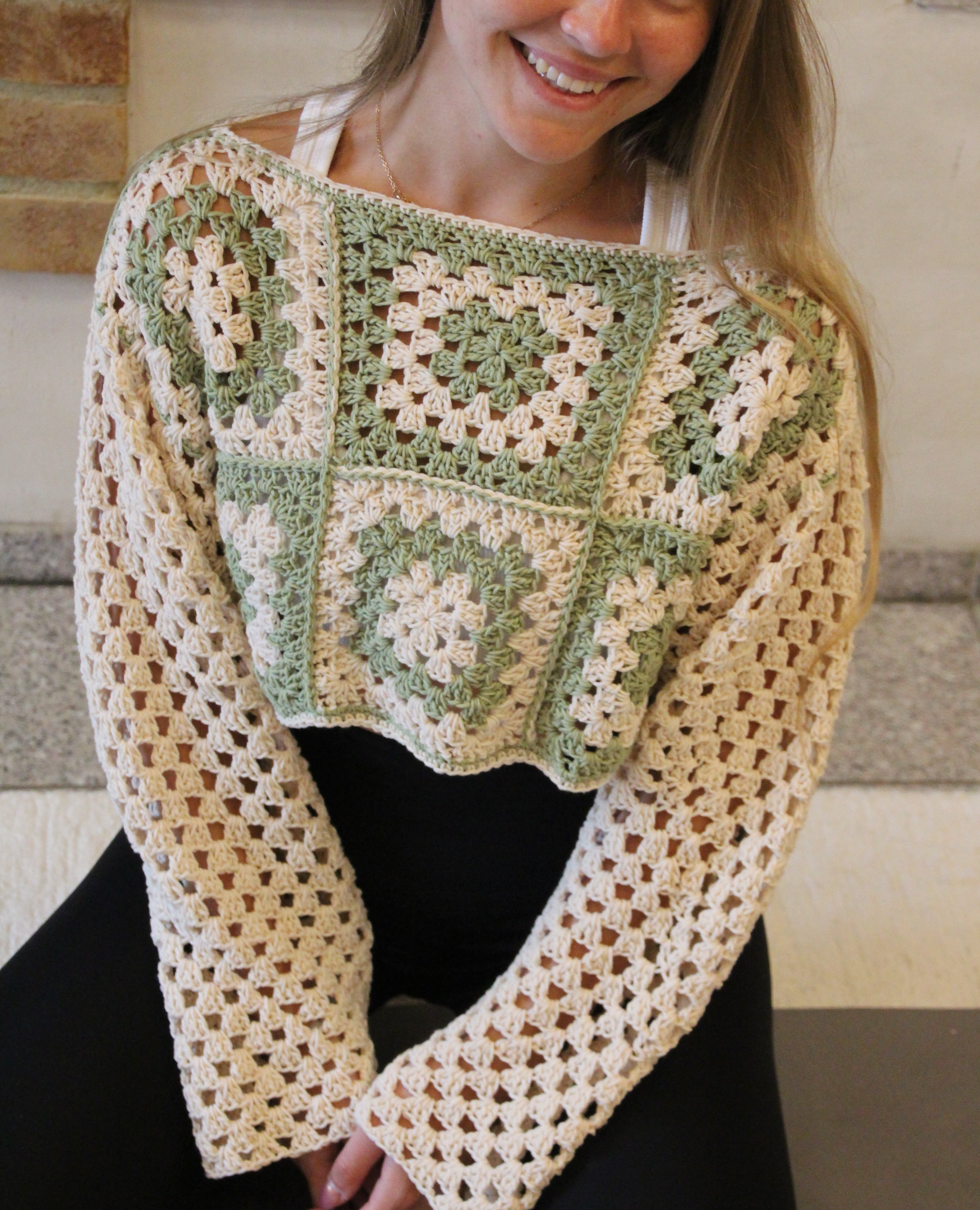 Sage Bloom Sweater - S/M