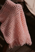 Soft Pink Cotton Blend Poncho - S