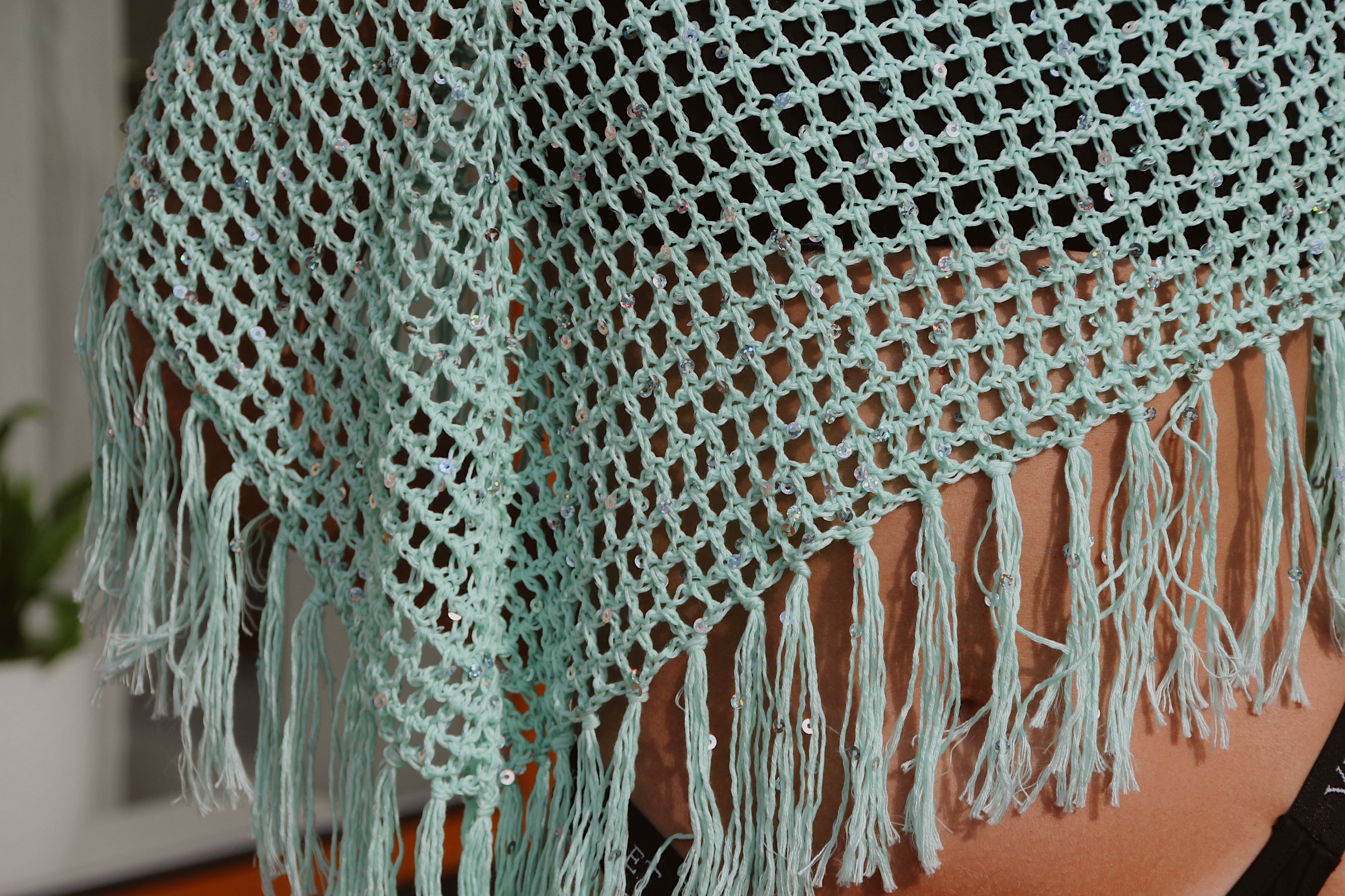 Sea Glass Sequin Poncho - S